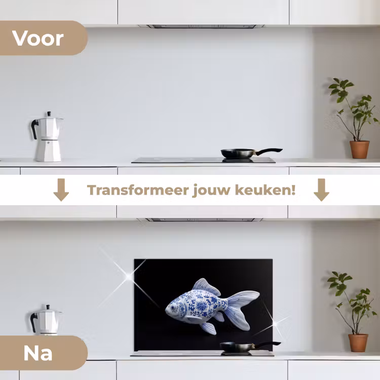 Spatscherm keuken - Porselein - Goudvis - Delfts - Blauw — 7