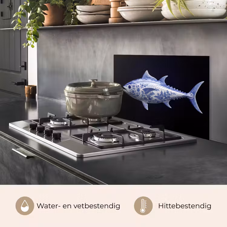 Spatscherm keuken - Porselein - Tonijn - Delfts - Blauw — 2
