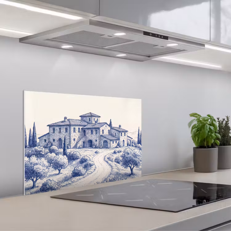 Spatscherm keuken - Rustiek - Landgoed - Blauw — 1