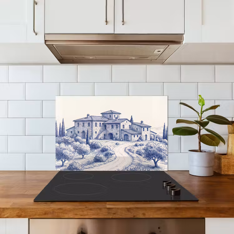 Spatscherm keuken - Rustiek - Landgoed - Blauw — 3