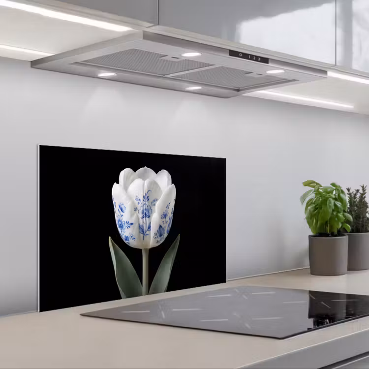 Spatscherm keuken - Tulp - Patroon - Blauw — 1