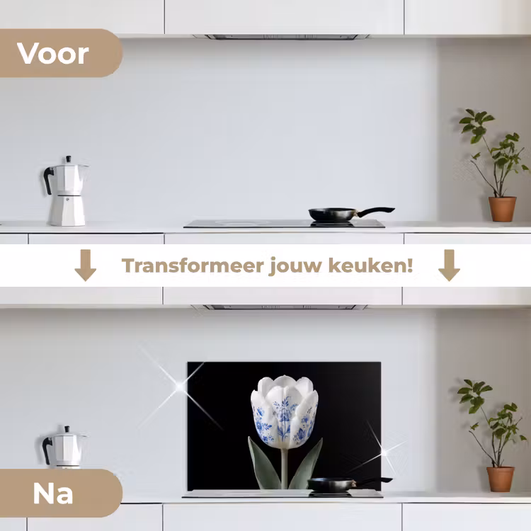 Spatscherm keuken - Tulp - Patroon - Blauw — 7