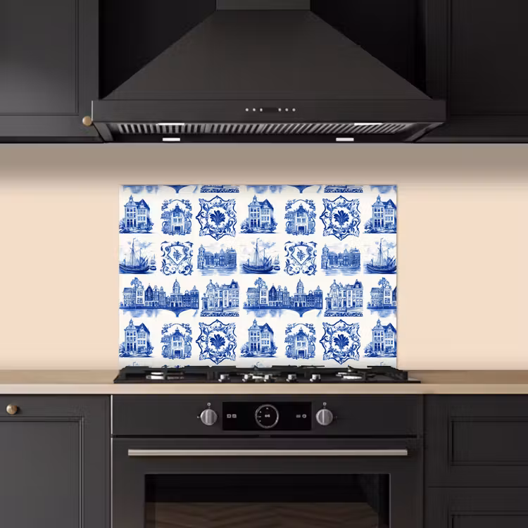Spatscherm keuken - Huizen - Schepen - Blauw — 5