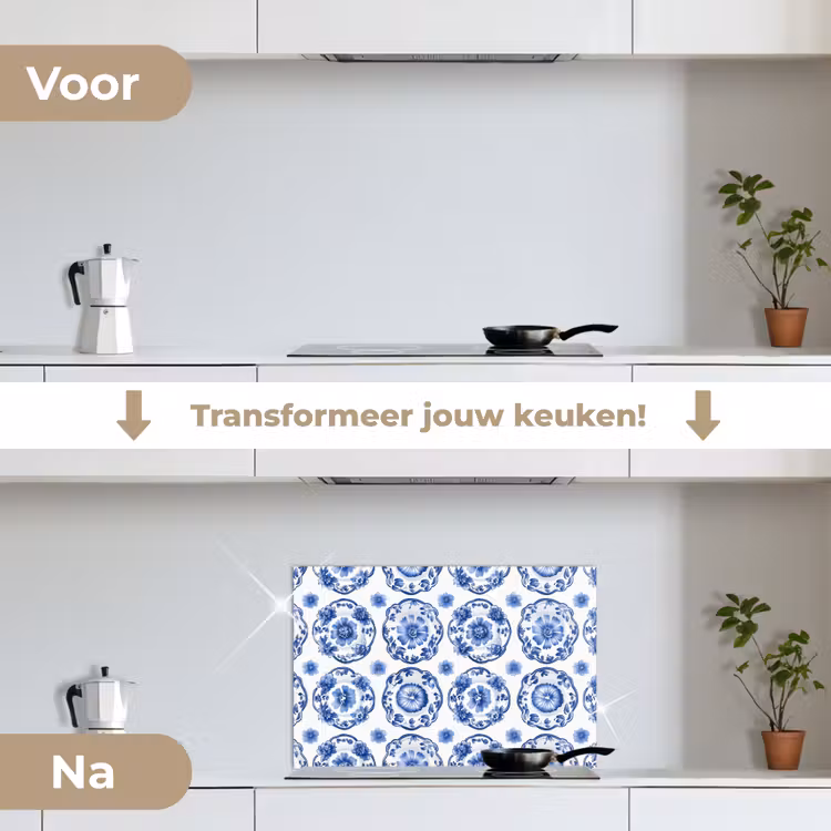Spatscherm keuken - Sierborden - Bloemen - Blauw — 7