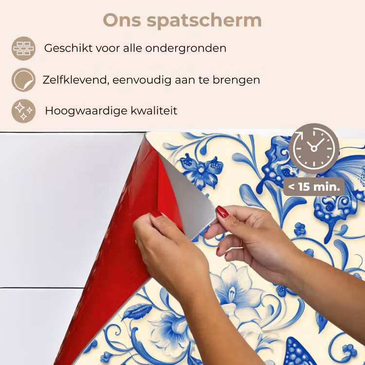 Spatscherm keuken - Vlinders - Bloemen - Blauw - Botanisch — 4