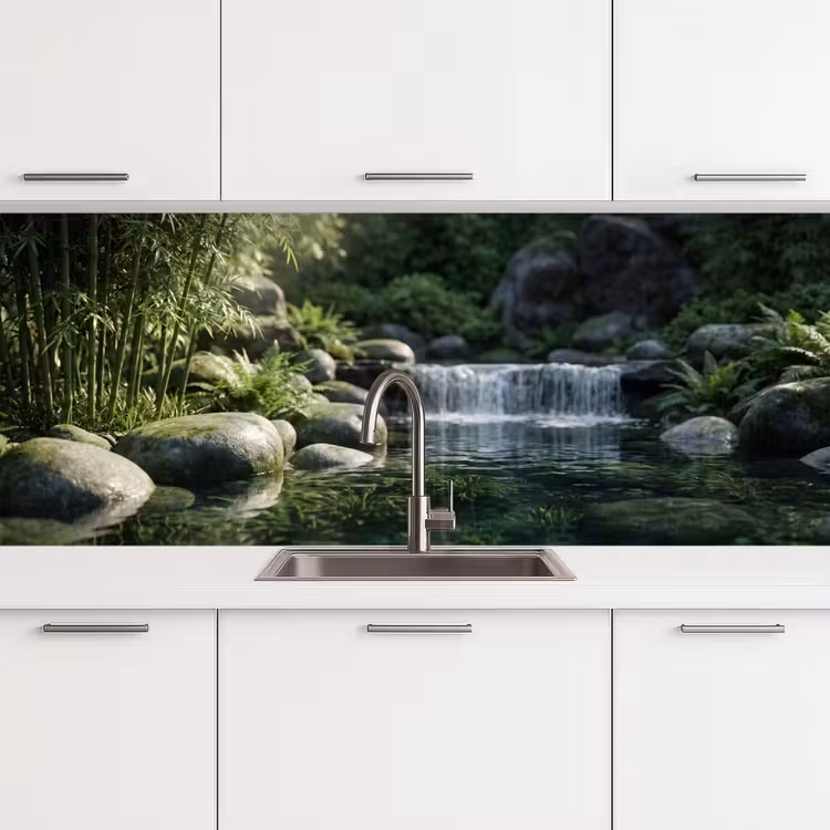 Keuken achterwand - Beek - Waterval - Natuur - Groen — 4