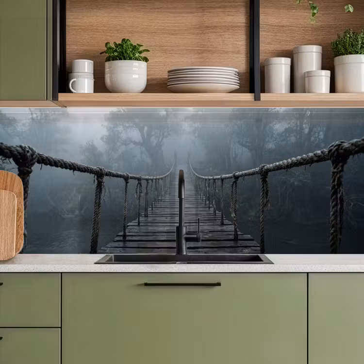 Keuken achterwand - Brug - Jungle - Mist - Natuur — 7