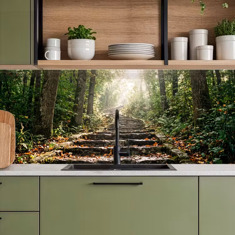 Keuken achterwand - Stenen - Trap - Bos - Natuur — 7