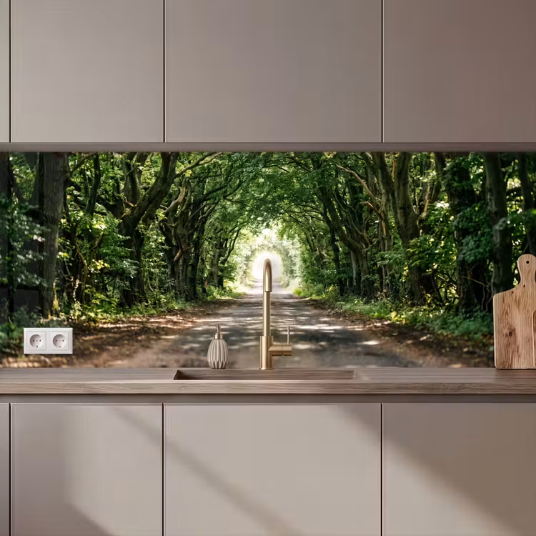 Keuken achterwand - Weg - Bomen - Natuur - Groen — 1
