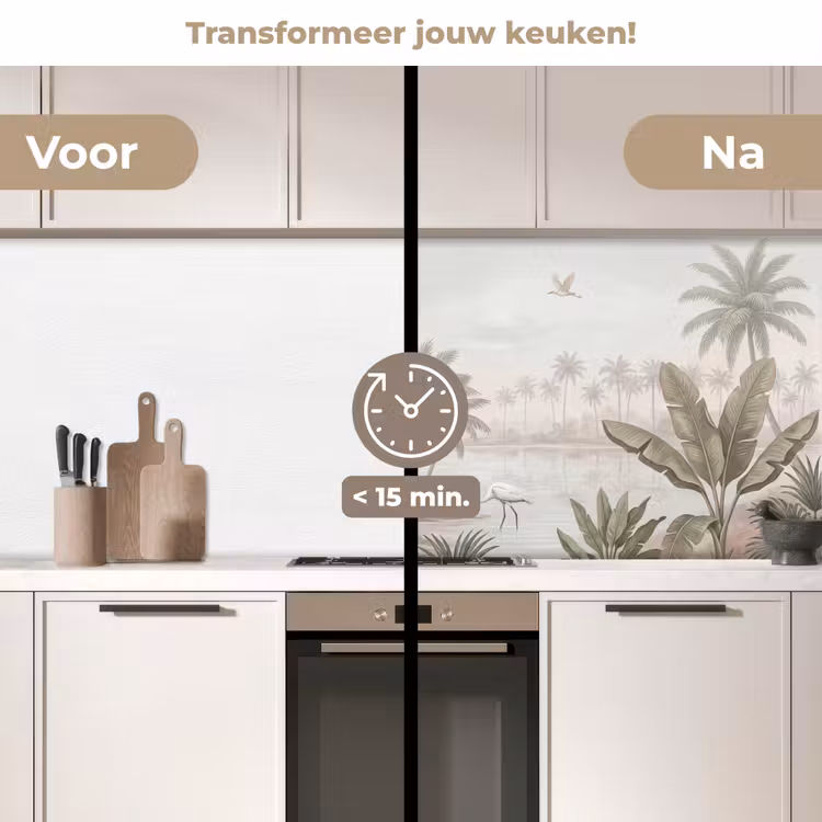Keuken achterwand - Kraanvogels - Palmbomen - Tropisch — 3