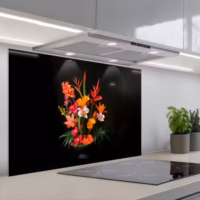 Spatscherm keuken - Boeket - Bloemen - Exotisch