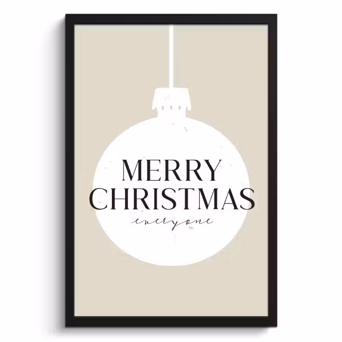 Poster met lijst - Christmas - Kerstballen - Japandi - Witte kerstballen