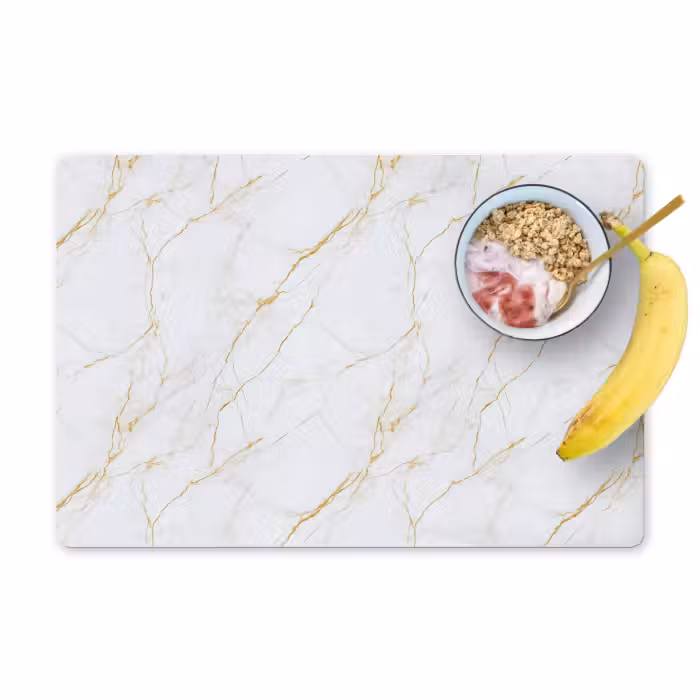 Placemat - 6 stuks - Wit - Marmer - Goud - Luxueus