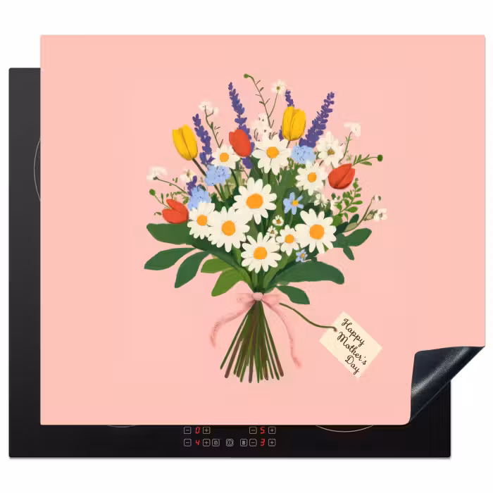 Inductie beschermer - Bloemen - Lint - Kaartje