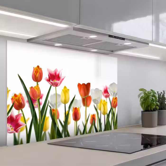 Spatscherm keuken - Bloemen - Tulpen - Kleurrijk