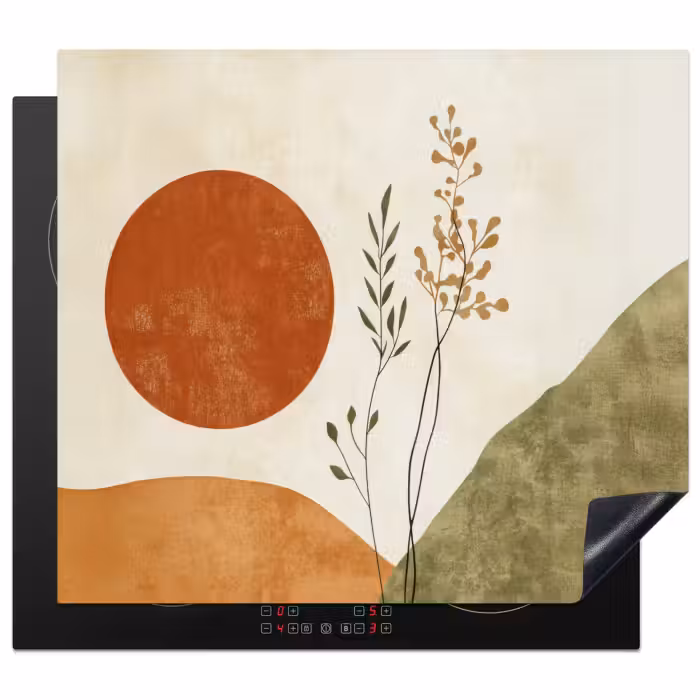 Inductie beschermer - Zon - Abstract - Takken - Oranje