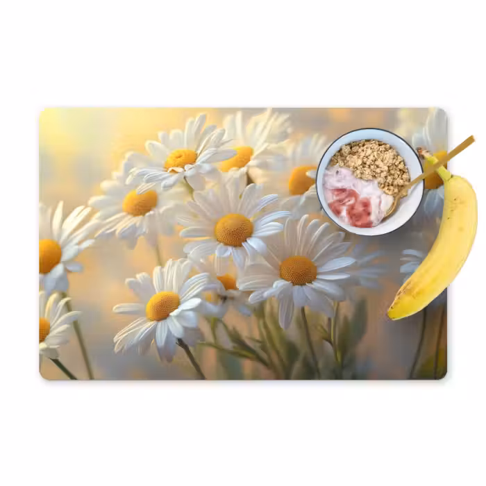 Placemat vinyl - Madeliefjes - Wit - Zonlicht