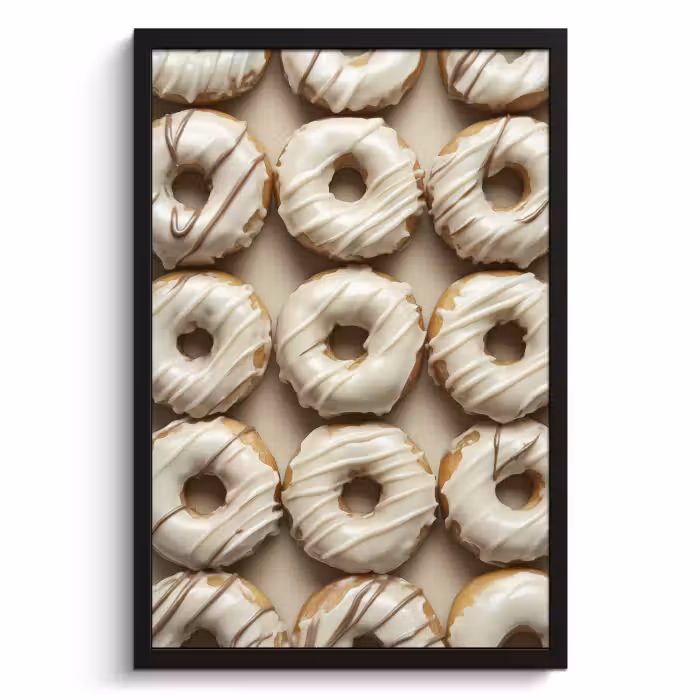 Poster met lijst - Donuts - Chocolade - Wit - Beige