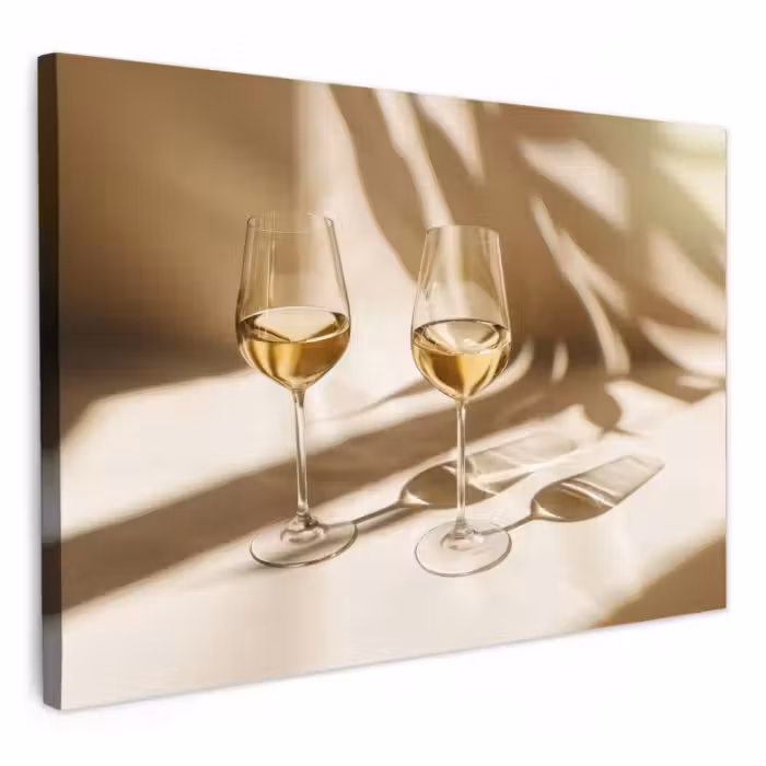 Canvas schilderij - Wijn - Wijnglazen - Wit