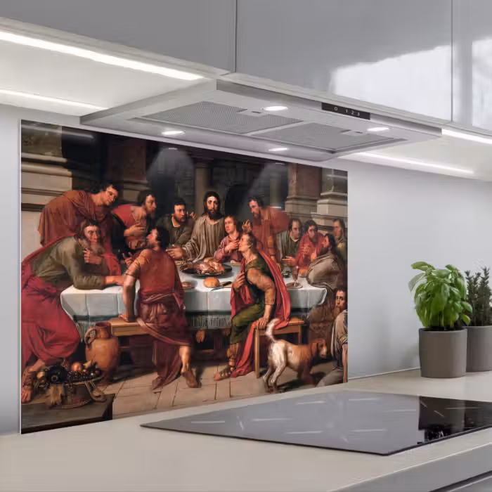 Spatscherm keuken - Het laatste avondmaal - Schilderij van Willem Key