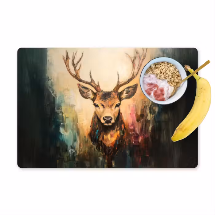 Placemat vinyl - Hert - Geverfd - Gewei - Bruin