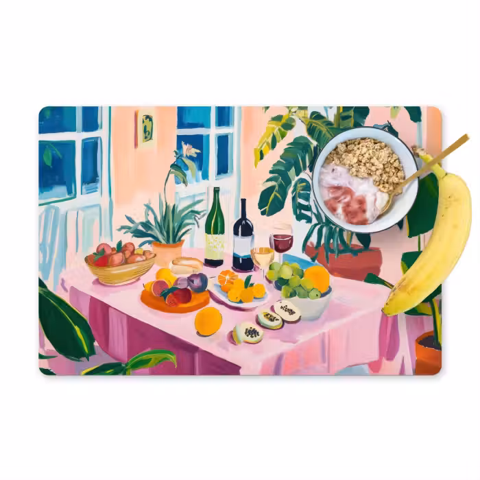 Placemat vinyl - Tafel - Wijn - Fruit