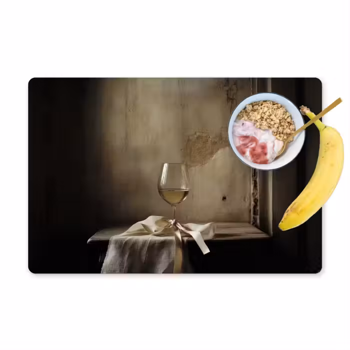 Placemat vinyl - Strik - Beige - Witte - Wijn