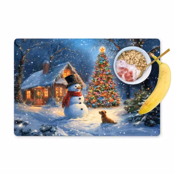 Placemat vinyl - Kerstwonder - Winteravond - Kleurrijk