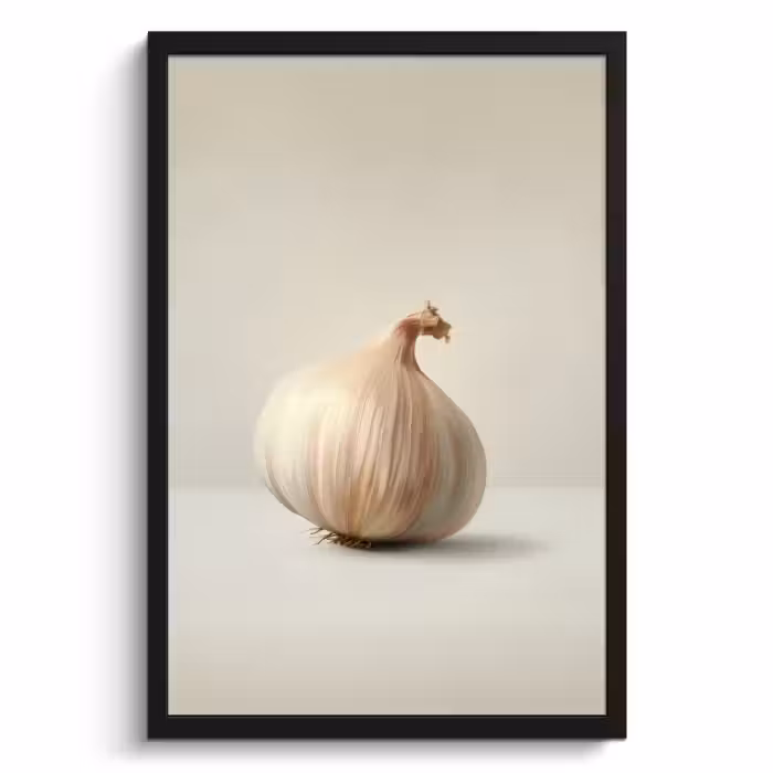 Poster met lijst - Knoflook - Natuurlijk - Beige