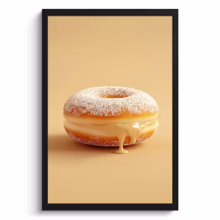 Poster met lijst - Donut - Romig - Poedersuiker - Beige