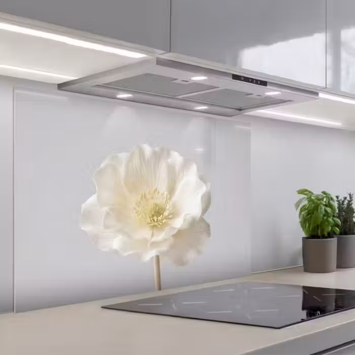 Spatscherm keuken - Bloem - Minimalistisch -Wit