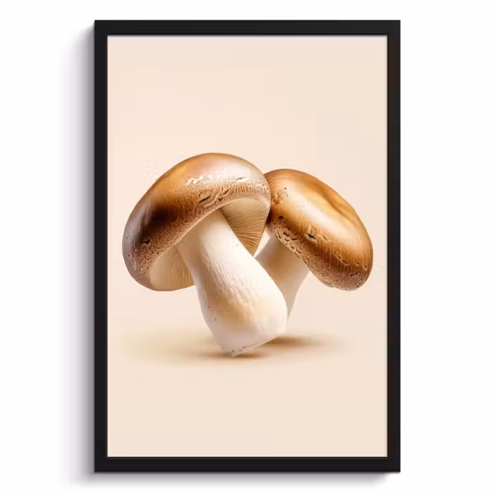 Poster met lijst - Champignons - Zacht - Beige
