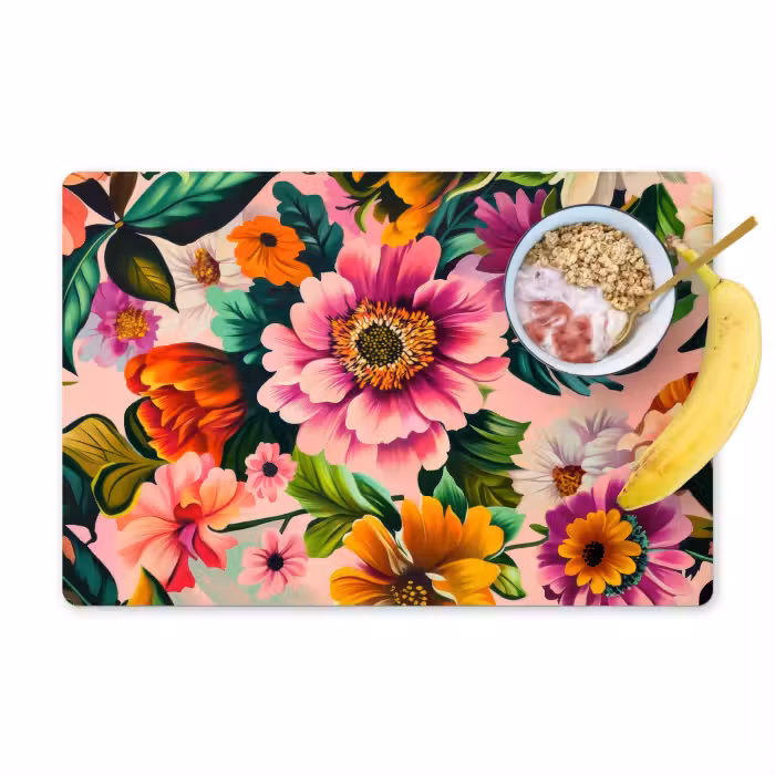 Placemat vinyl - Bloemen - Kleurrijk - Roze