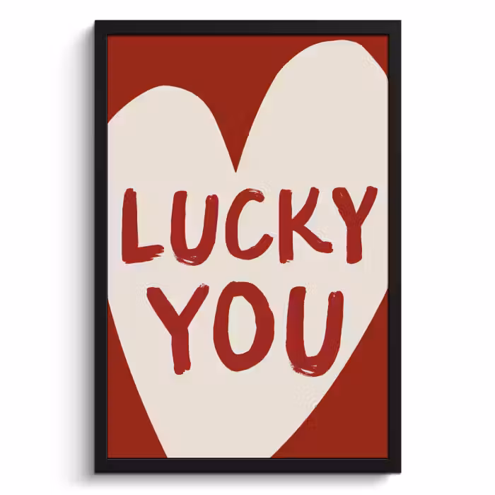 Poster met lijst - Lucky - Hart - Rood