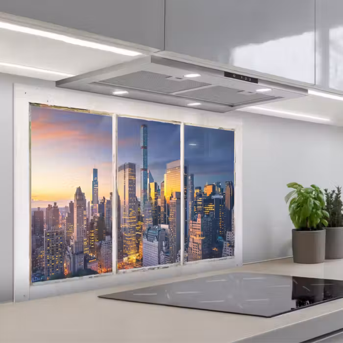 Spatscherm keuken - New York - Doorkijk - Skyline