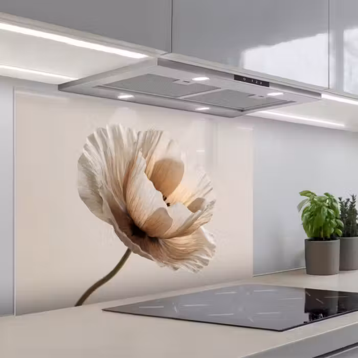 Spatscherm keuken - Bloem - Beige - Crème