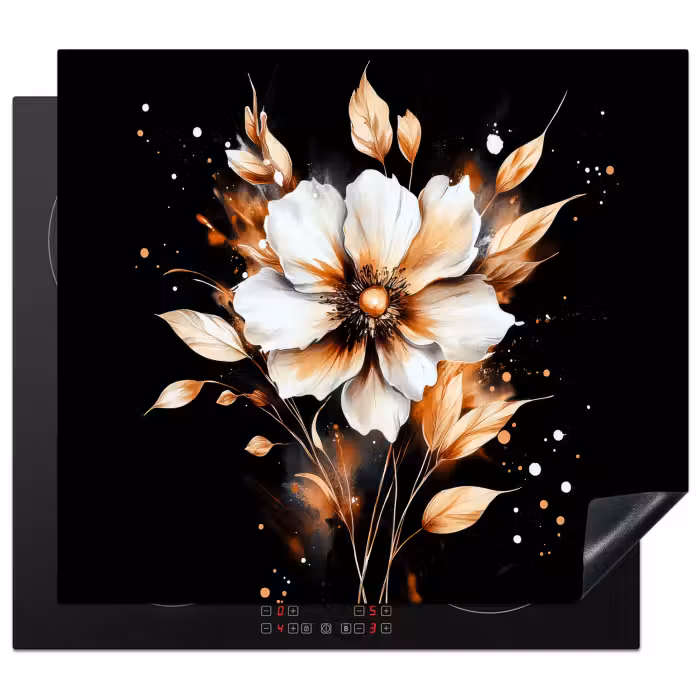 Inductie beschermer - Bloem - Verf - Goud - Graffiti - Modern