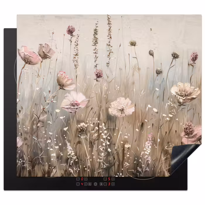 Inductie beschermer - Bloemen - Roze - Modern - Beige