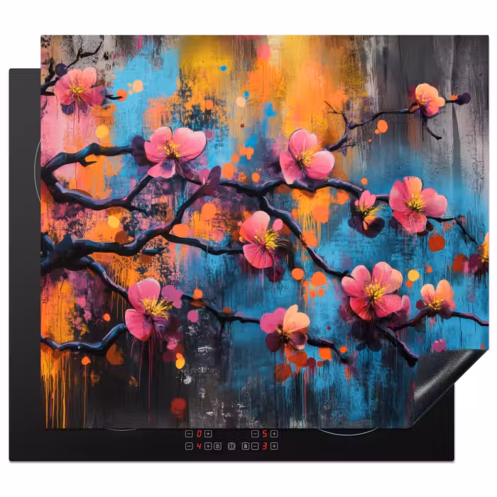 Inductie beschermer - Bloemen - Tak - Abstract - Roze