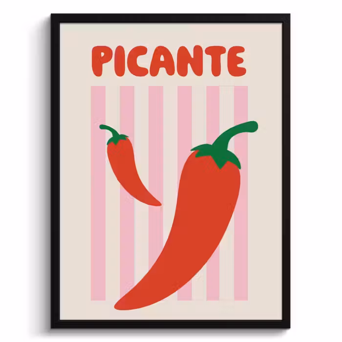 Poster met lijst - Pittig - Pepers - Rood