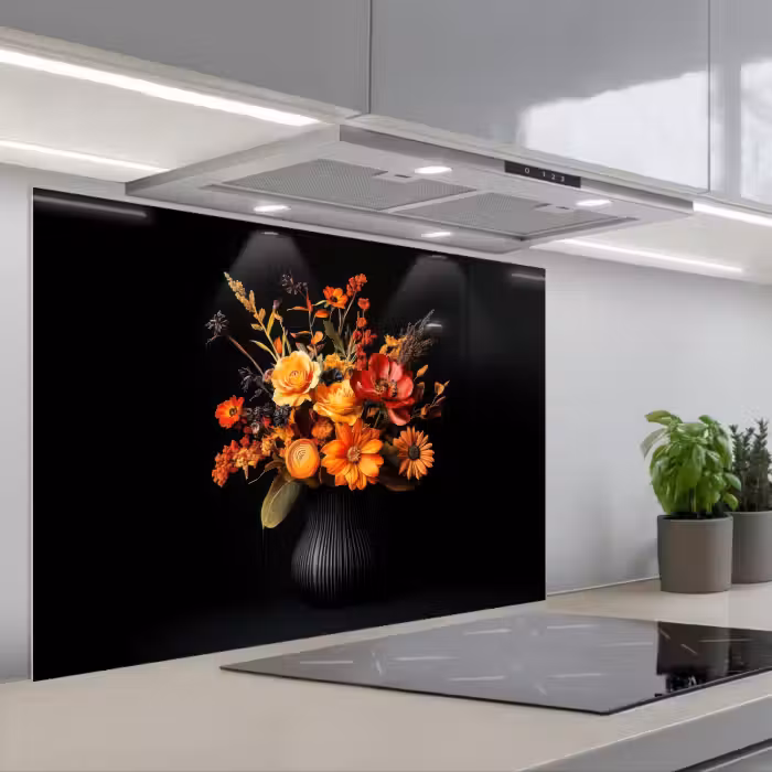 Spatscherm keuken - Herfst - Boeket - Oranje