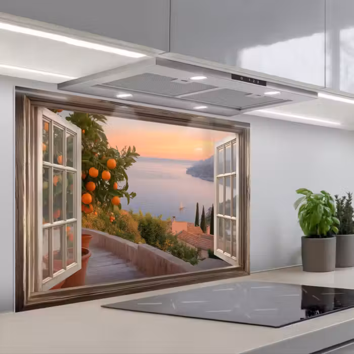Spatscherm keuken - Doorkijk - Uitzicht - Meer - Landschap