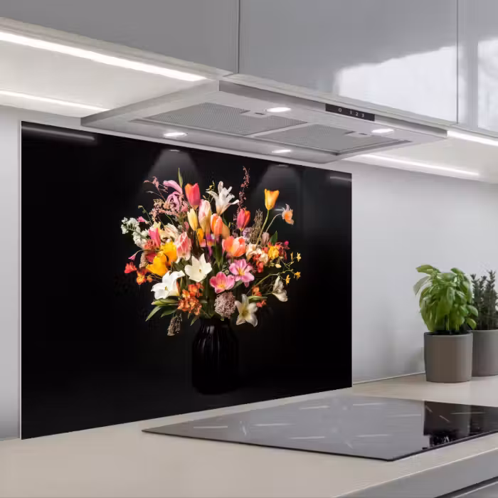 Spatscherm keuken - Vaas - Bloemen - Tulpen
