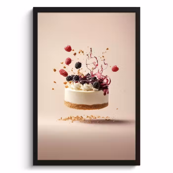 Poster met lijst - Cheesecake - Eten - Roze - Taart