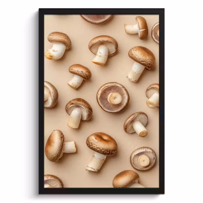 Poster met lijst - Kastanje Champignons - Beige