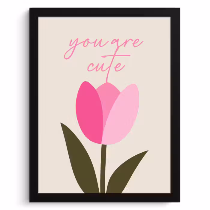 Poster met lijst - Tulp - Roze - Valentijn - Bloem