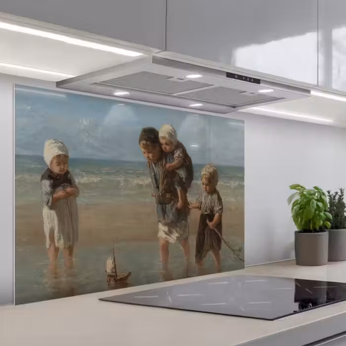 Spatscherm keuken - Kinderen der zee - Schilderij van Jozef Israëls