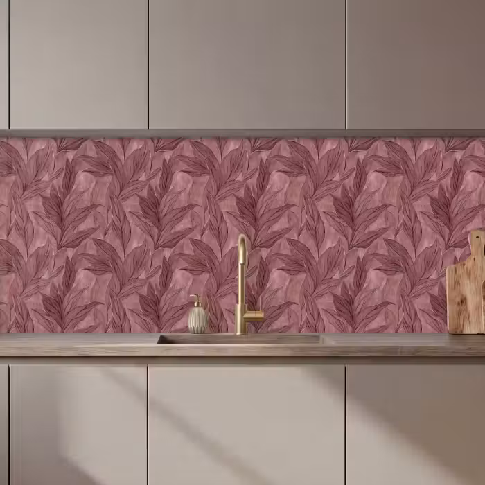 Keuken achterwand - Bladeren - Patroon - Paars