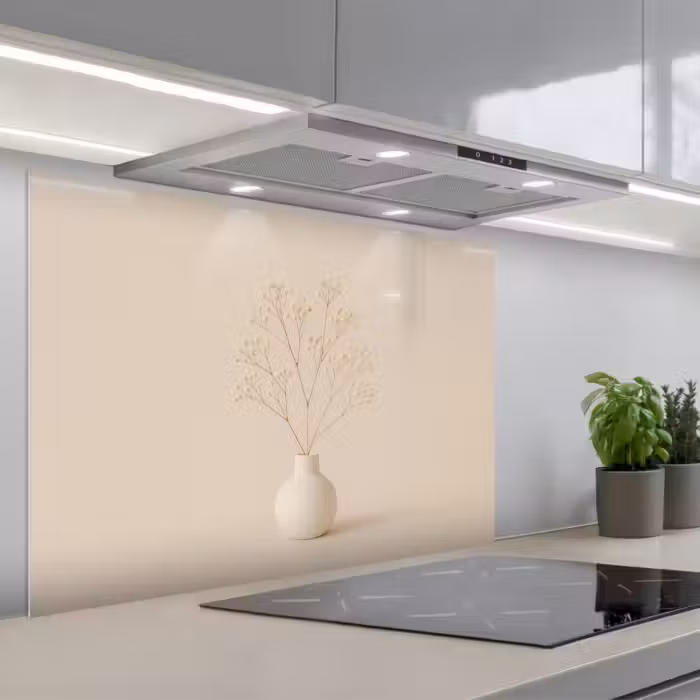 Spatscherm keuken - Vaas - Takken - Bloemetjes - Wit