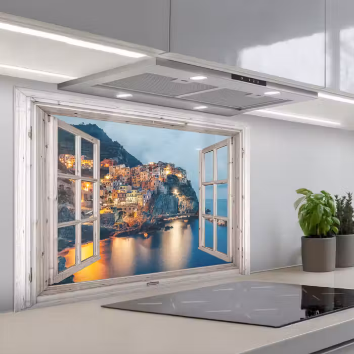 Spatscherm keuken - Doorkijk - Italië - Zee